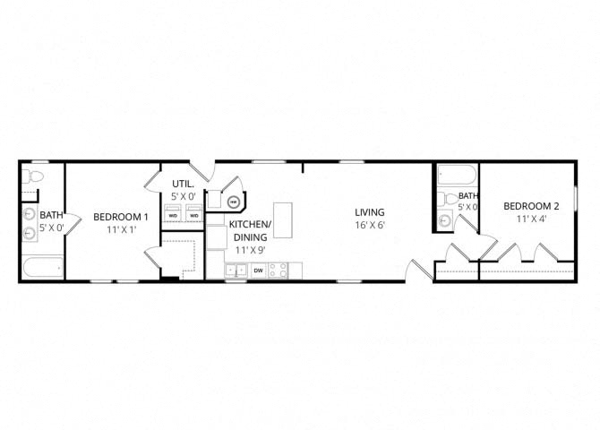 2 bedroom singlewide floor plan